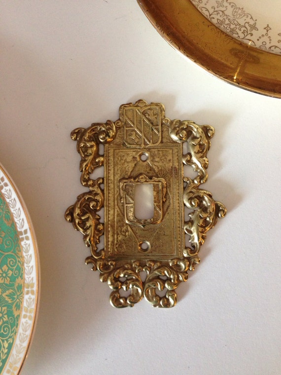 Brass Switch Plate. Vintage Brass Light Switch Cover