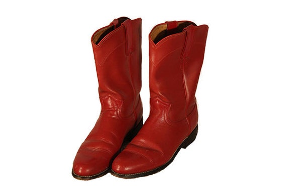 Vintage Red Leather Boots Size 6.5 Women US by TheBeardedBee