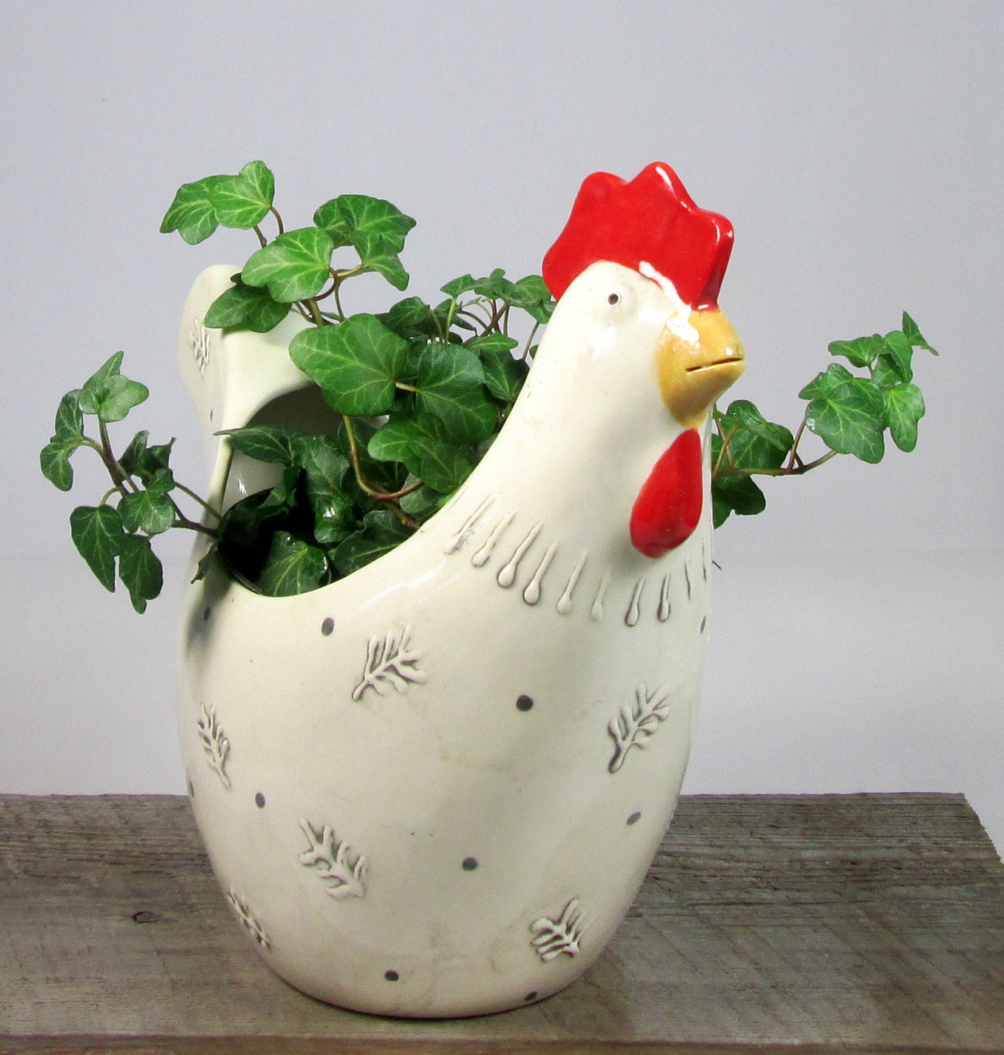 Rooster planter Ready to ship by ceramiquecote on Etsy