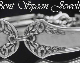Spoon Bracelet, Silverware Jewelry - Antique Spoon Jewelry - Trumpet Vine -1847