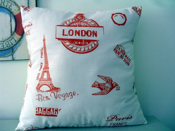Around the World Vintage Travel Themed Cushion Cover