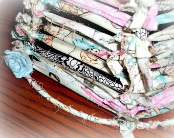 Fabric Lamp Shade Fabric Lampshade Infant Newborn Bedroom Vintage Bohemian Boho Cottage Chic Upcycled Fabric strips 9.5"x12" Altered Decor