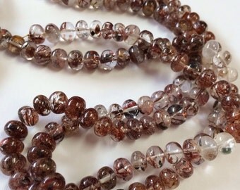 Copper Rutilated Quartz Polished Rondelles-8mm