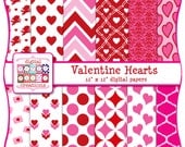 Valentine Digital Paper Pack - Valentine Hearts Quatrefoil Chevron Dots Cupid Damask Digital Scrapbook Paper INSTANT DOWNLOAD Il_170x135