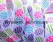 Glitter Easter eggs on white 7/8" grosgrain ribbon Il_170x135