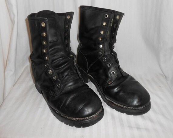 Vintage leather work boots lug sole leather by vintagehillbillies