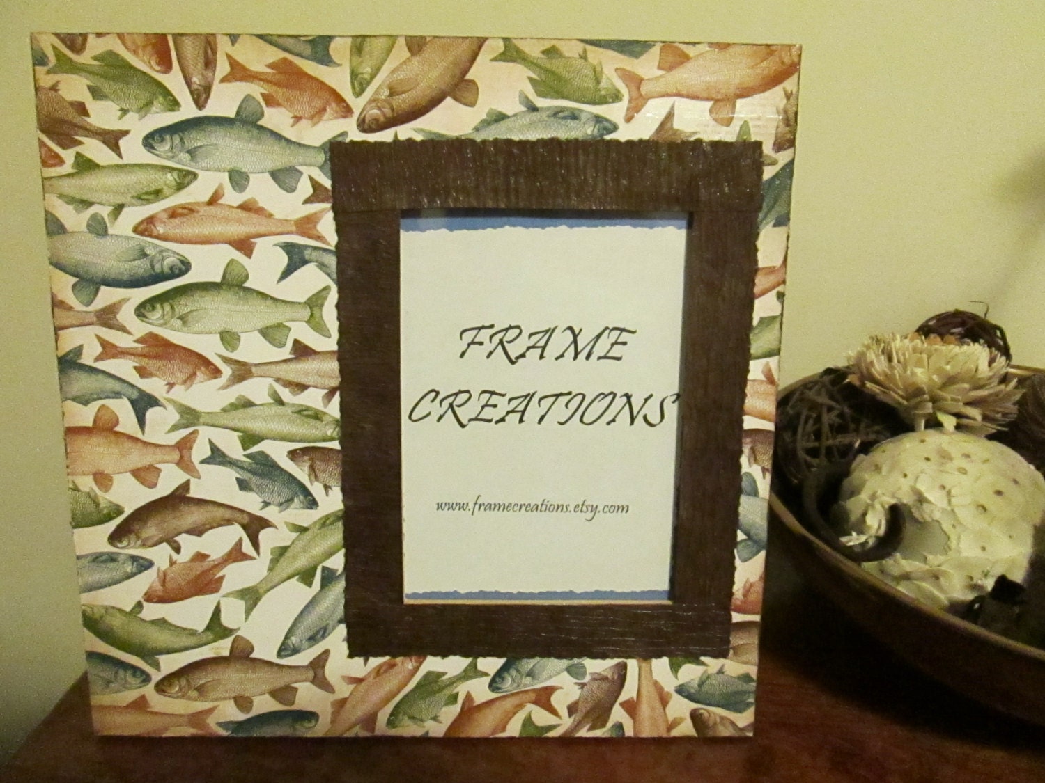 5x7 Fishing Themed Hand Decorated Picture Frame