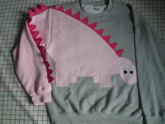 Dinosaur sweatshirt,  sweater, dinosaur shirt, dinosaur jumper with spikey tail,  CUSTOM to your COLORS