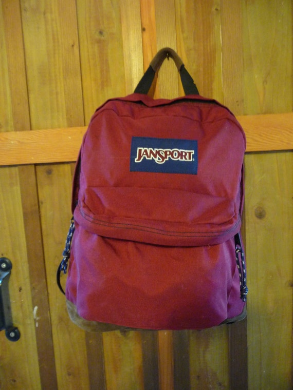 Vintage Jansport Leather bottom Backpack Suede bottom Back