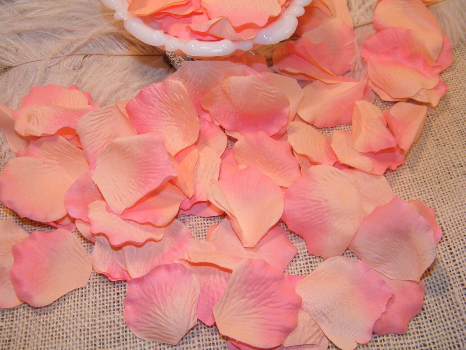 200 Rose Bulk Petals Artificial Petals Peach and Coral Pink