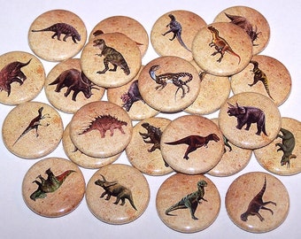 Prehistoric Dinosaurs Party Favors Set Of 10 Buttons 1" or 1.5" Pin Back Buttons or 1" Magnets