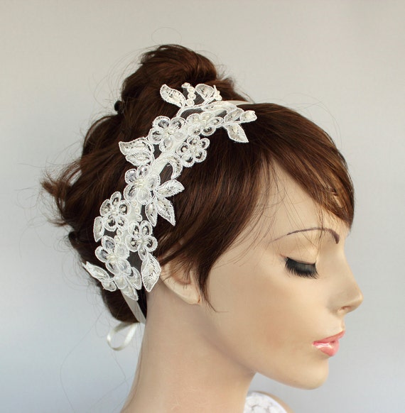 Bridal Fascinator Weddings Headband Made With Cream Ivory