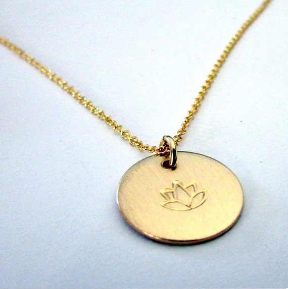 Gold Lotus Charm Necklace Lotus Necklace Lotus Charm