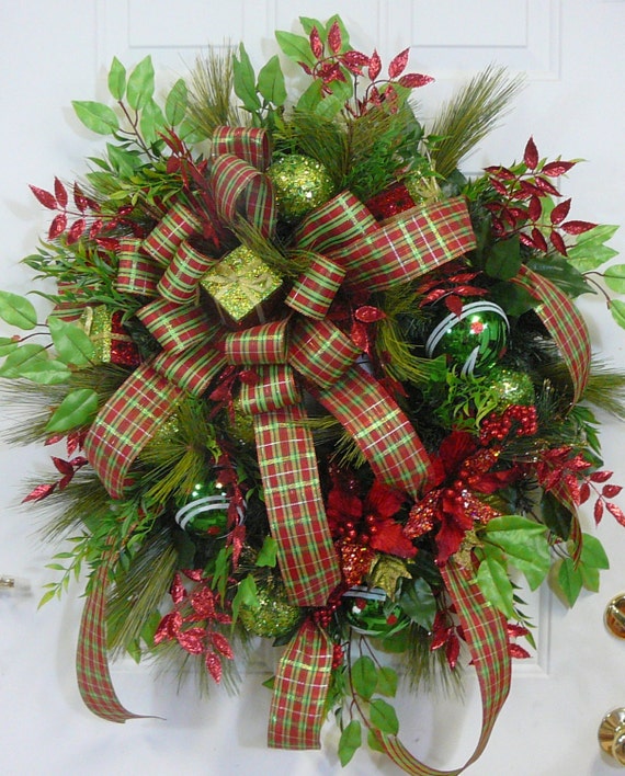 XXL Christmas Door Wreath Outdoor Holiday Wreath by LadybugWreaths