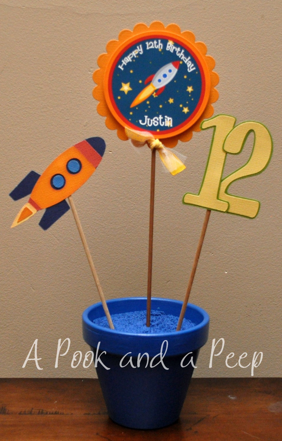 Outer Space Rocket Ship Custom Table Top Centerpiece