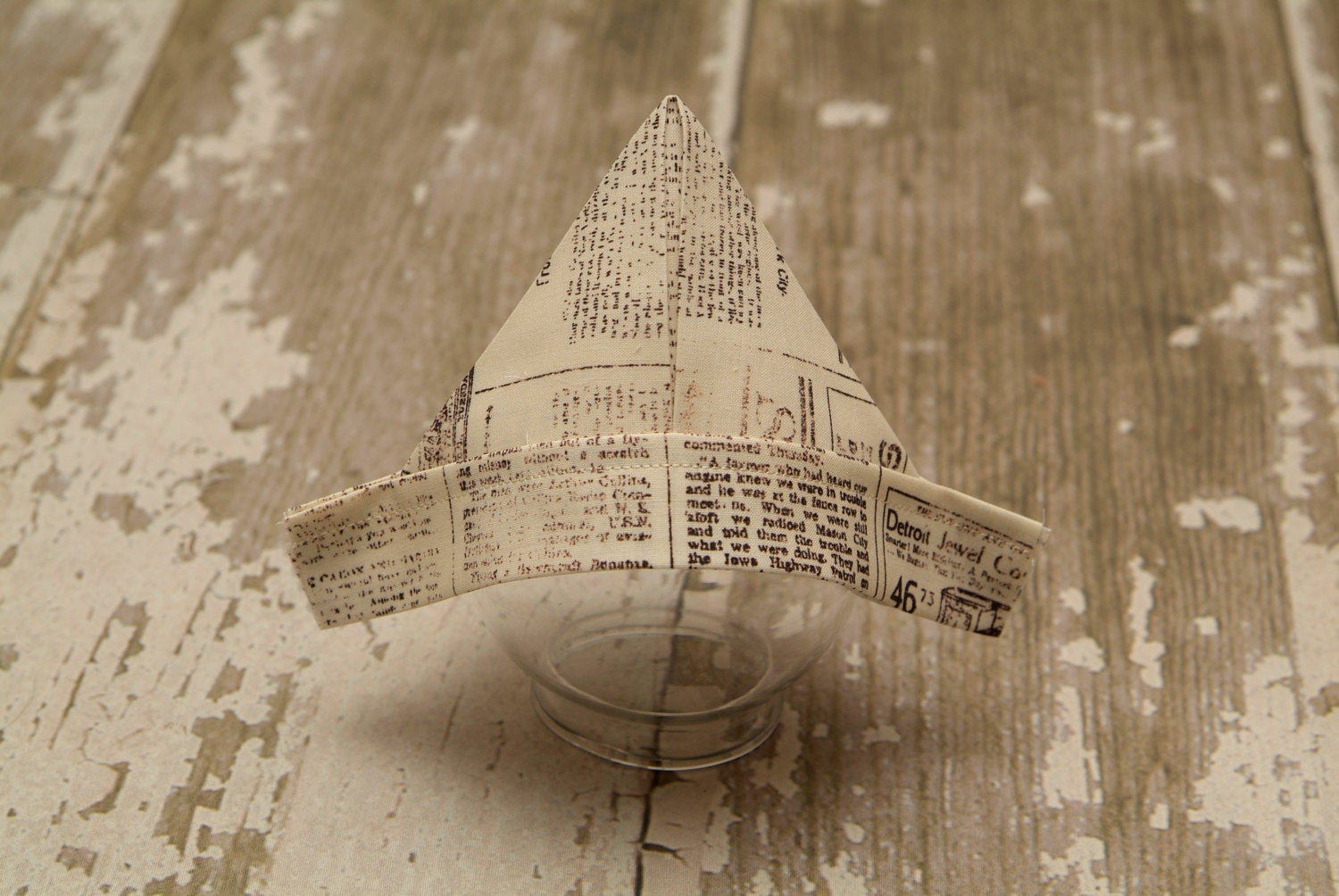 Newborn Baby Fabric Newspaper Sailor Hat Vintage