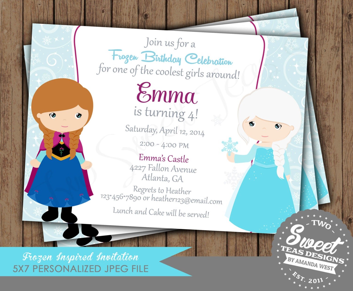 Elsa And Anna Birthday Invitation