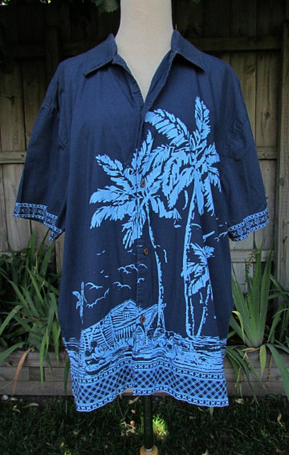 vintage disney hawaiian shirt mens l c50 tiki kingdom Minnie