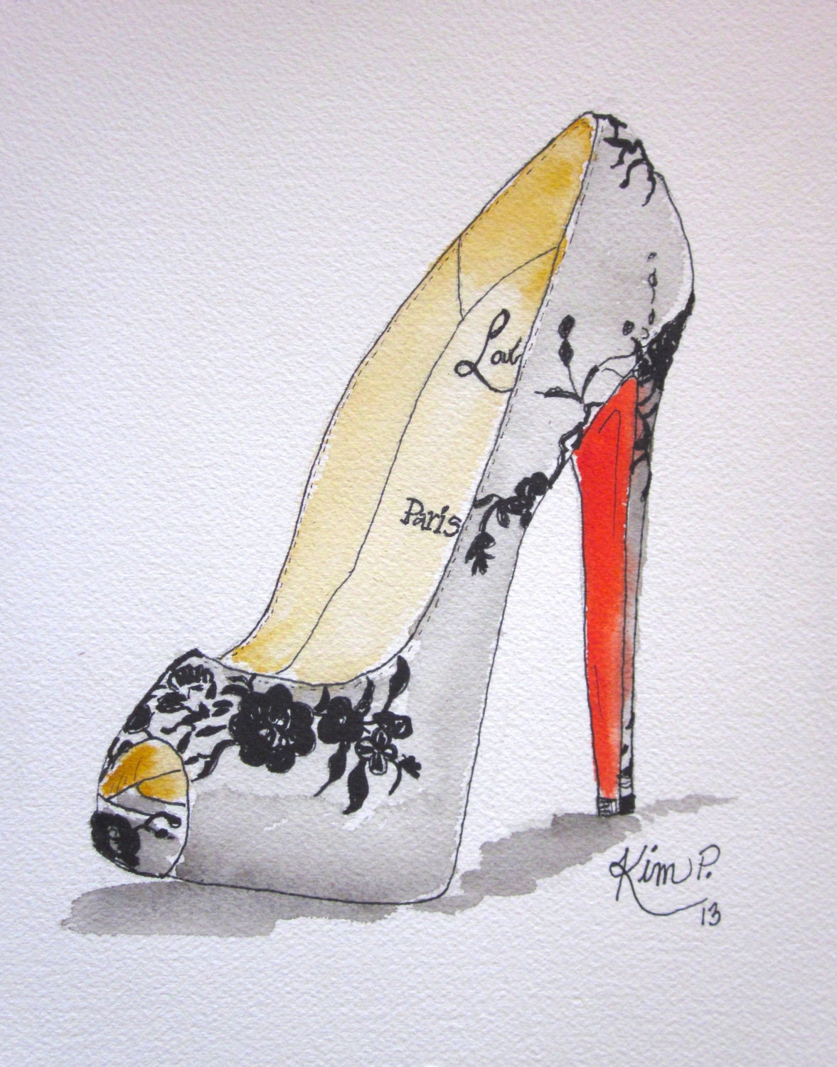 Fashion illustration: louboutin inspired shoe sketch