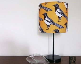 Handmade Magpie Lampshade - magpie light - yellow lampshade - bird light - magpie - ceiling lampshade - table lampshade - statement light