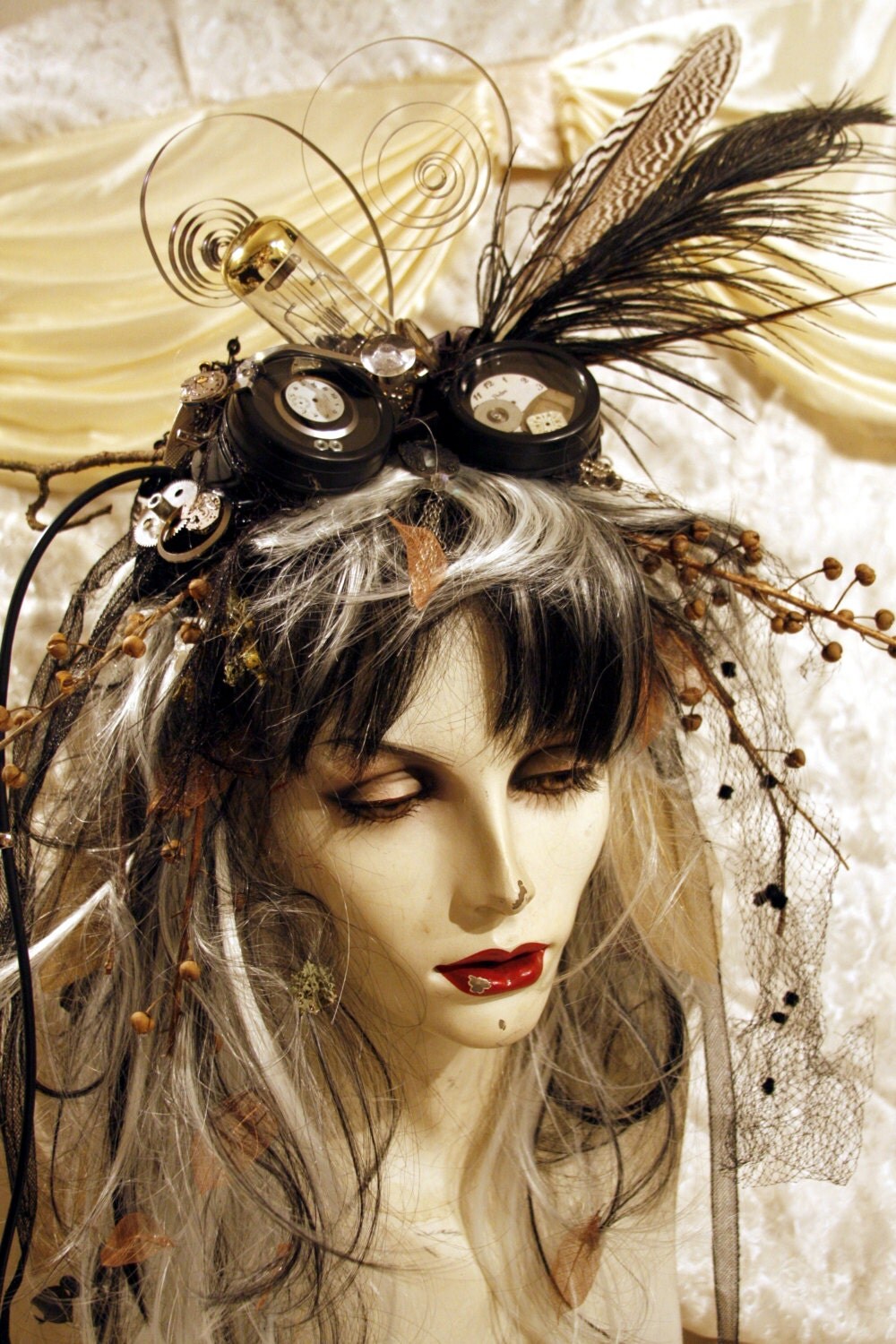 Dark Willow Steampunk Fairy Wig: Full Wig Headpiece Goth