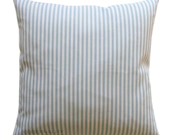 Ticking Stripe Pillow Cover, Magnolia Polo Stripe Sail Blue Cushion Cover, Choose Size, Zippered Pillow, Throw Pillows, Blue Pillow Case