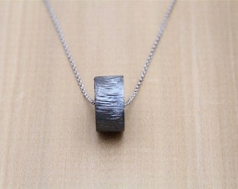 Minimalist Necklace Blackened Steel Pendant Contemporary Rustic Minimalist Jewelry