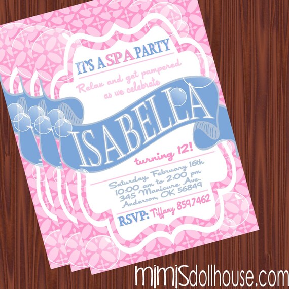 Spa Day Invitation- Printable Spa Birthday Invitation- Mani/Pedi Invitation PDF/JPEG Il_570xn