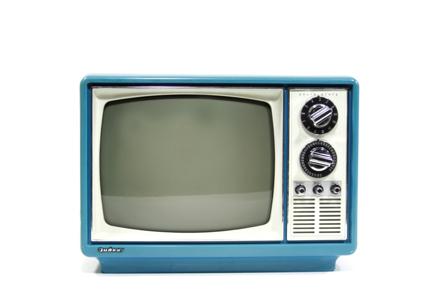 Black White and Blue TV Vintage Television Quasar