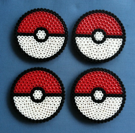 Pokemon Pokeball Inspired Perler Bead Coasters By Porcupinespines