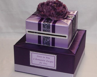 Elegant Custom Made Wedding Card Box-Eggplant-Lavender -any colors can be made