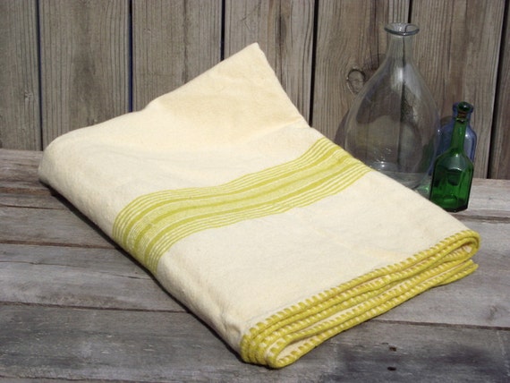 Vintage Wool Camp Blanket Striped Lightweight by OldMillVintage