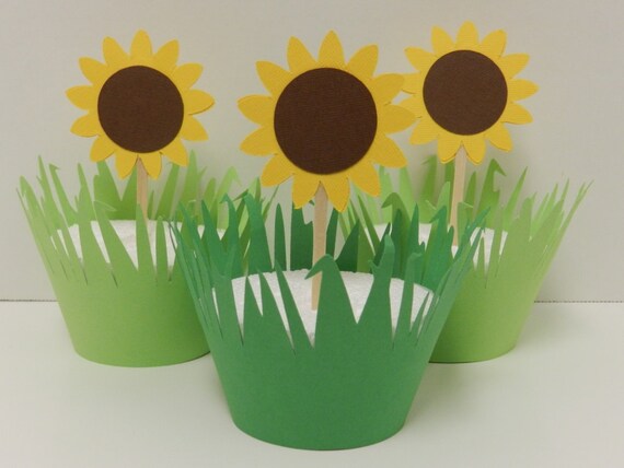SUNFLOWER Cupcake Toppers Il_570xn