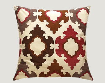 Decorative Pillow case, Home Decor Designer Off White fabric with patterns Throw pillow case, fits 18" x 18" insert, Cushion case