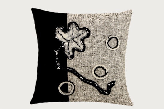 Decorative Pillow case Black White Grey fabric Throw pillow