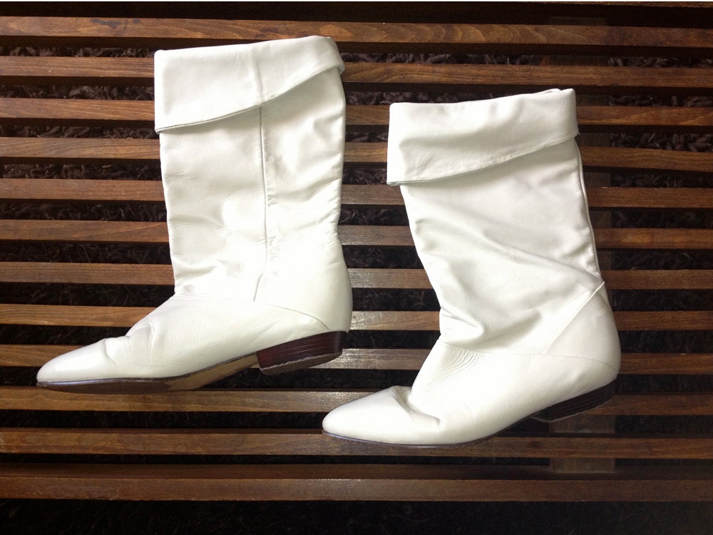 1980s Slouch Boots Vintage 80s Scrunch Boots Shoes Booties 