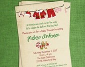 Christmas Santa Suit Baby Shower Invitation Baby Vintage Style Clothesline Printable Invite Il_170x135