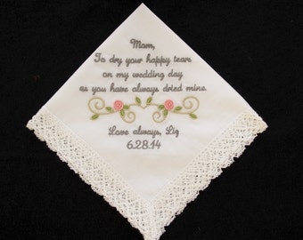 Embroidered Wedding Handkerchief for Mother of the Bride