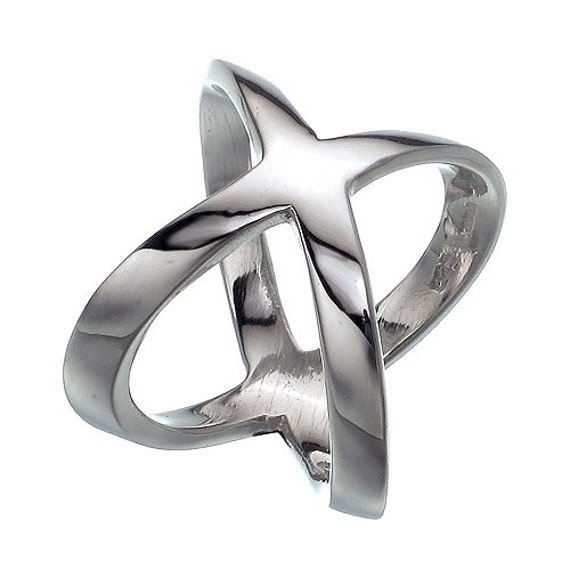 X Ring Criss Cross Ring Silver X Ring 925 by jewelkingthai on Etsy