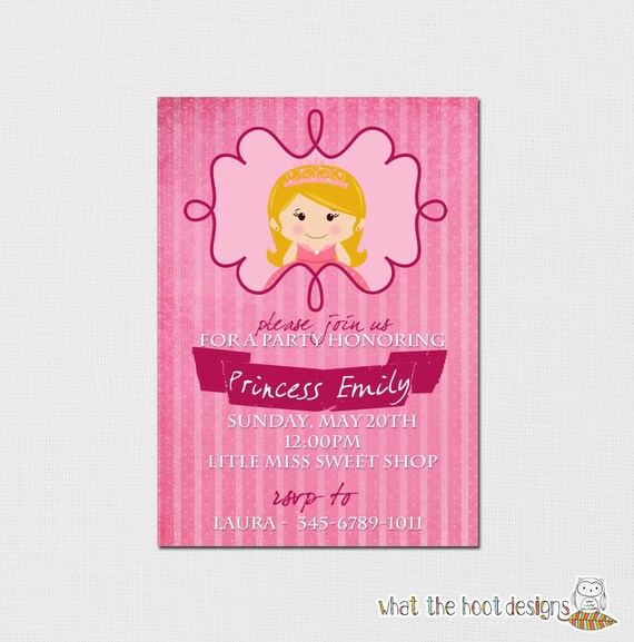 Printable DIY Birthday Invitation Pink and Purple Princess
