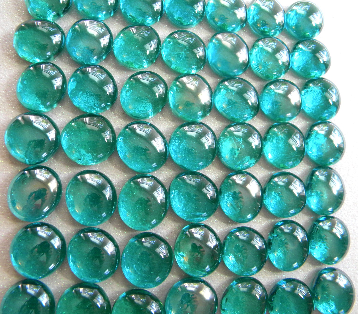 TEAL 50 Glass Gems Mosaic Supplies Half Marbles