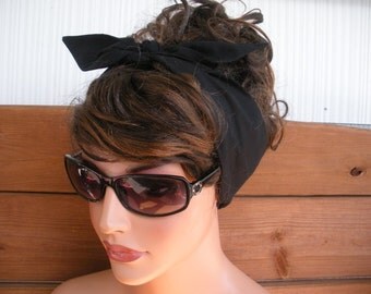 Women Headband Dolly Bow Retro Headband Fashion Accessories Women Tie Up Head Scarf in Black by creationsbyellyn