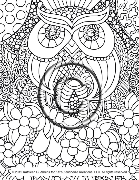 Instant PDF Download Coloring Page Hand Drawn by KGAKreationsLLC