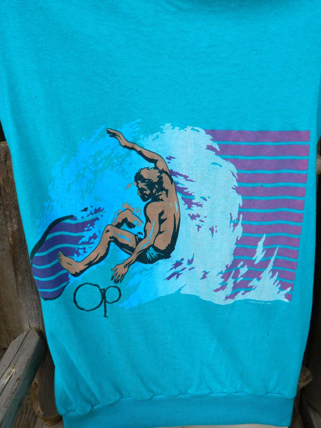 Vintage 80s OP Ocean Pacific Sleeveless Surfer Hooded Shirt