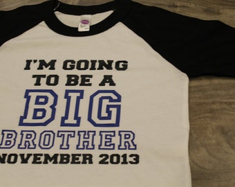 BIG BROTHER announcement shirt - Kid's personalized big bro date raglan baseball shirt