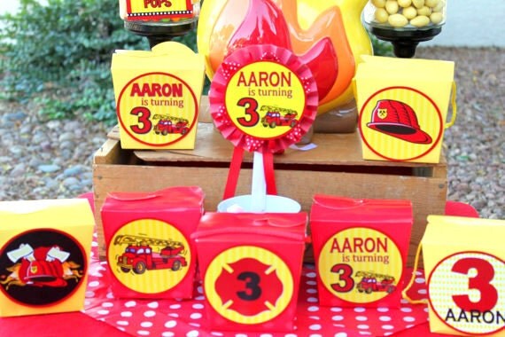 FIREMAN BIRTHDAY CIRCLES Printables - Fire Fighter - Fire Man Party - Boys Birthday - Mans - Fire Department - Krown Kreations Il_570xn