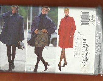 Butterick 3689 Oversized Dolman Sleeve Car Coat with Welt Pockets and Mock Wrap Skirt Sizes 12-14-16 UNCUT