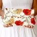Bridesmaid clutch - simple wedding clutch honeycrisp red floral in cream