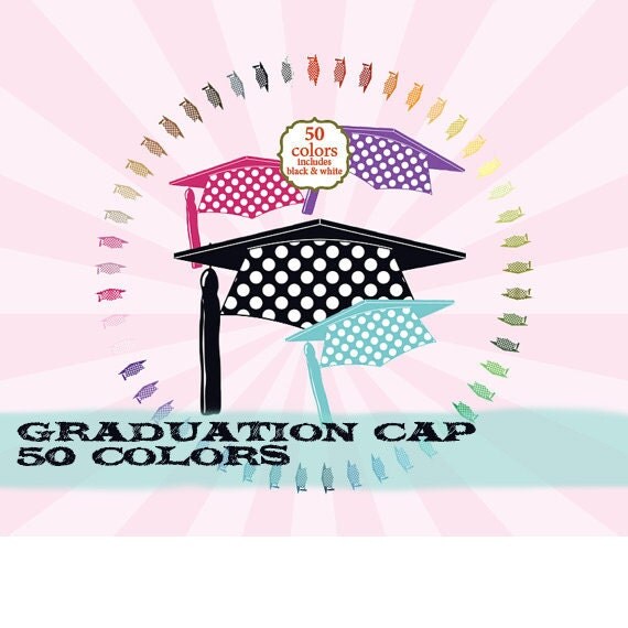 Graduation clipart clip art, college clipart clip art, high school clipart clip art polka dot : c0287 v301 50 Il_570xn