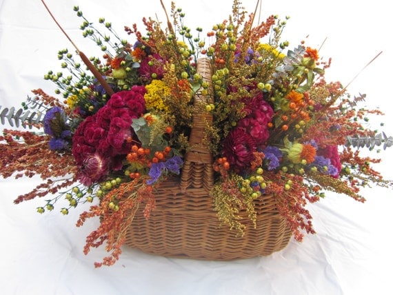 Extra Large Fall Basket Arrangement Colorful Dried Flowers